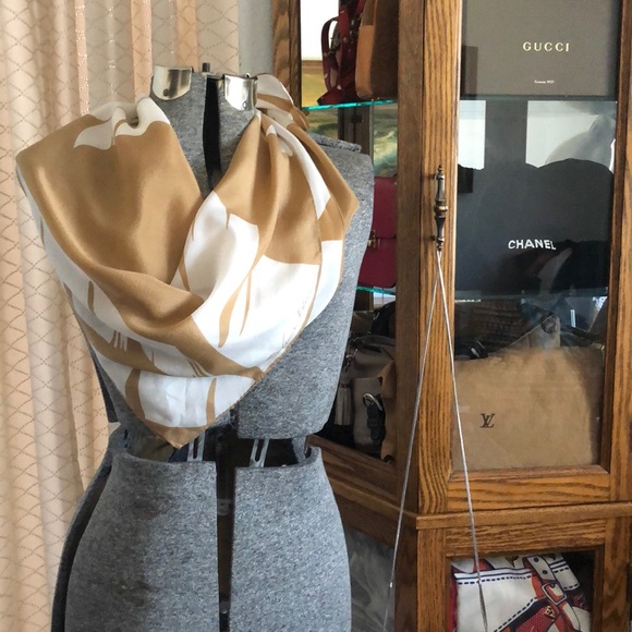 Anne Klein Accessories - Anne Klein Palm Print Square Silk Chiffon Scarf